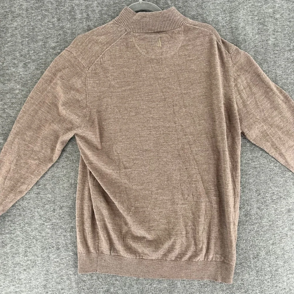Johnnie-O Mens XL Raynor Brown 100% Merino Wool Quarter Zip Sweater Pullover